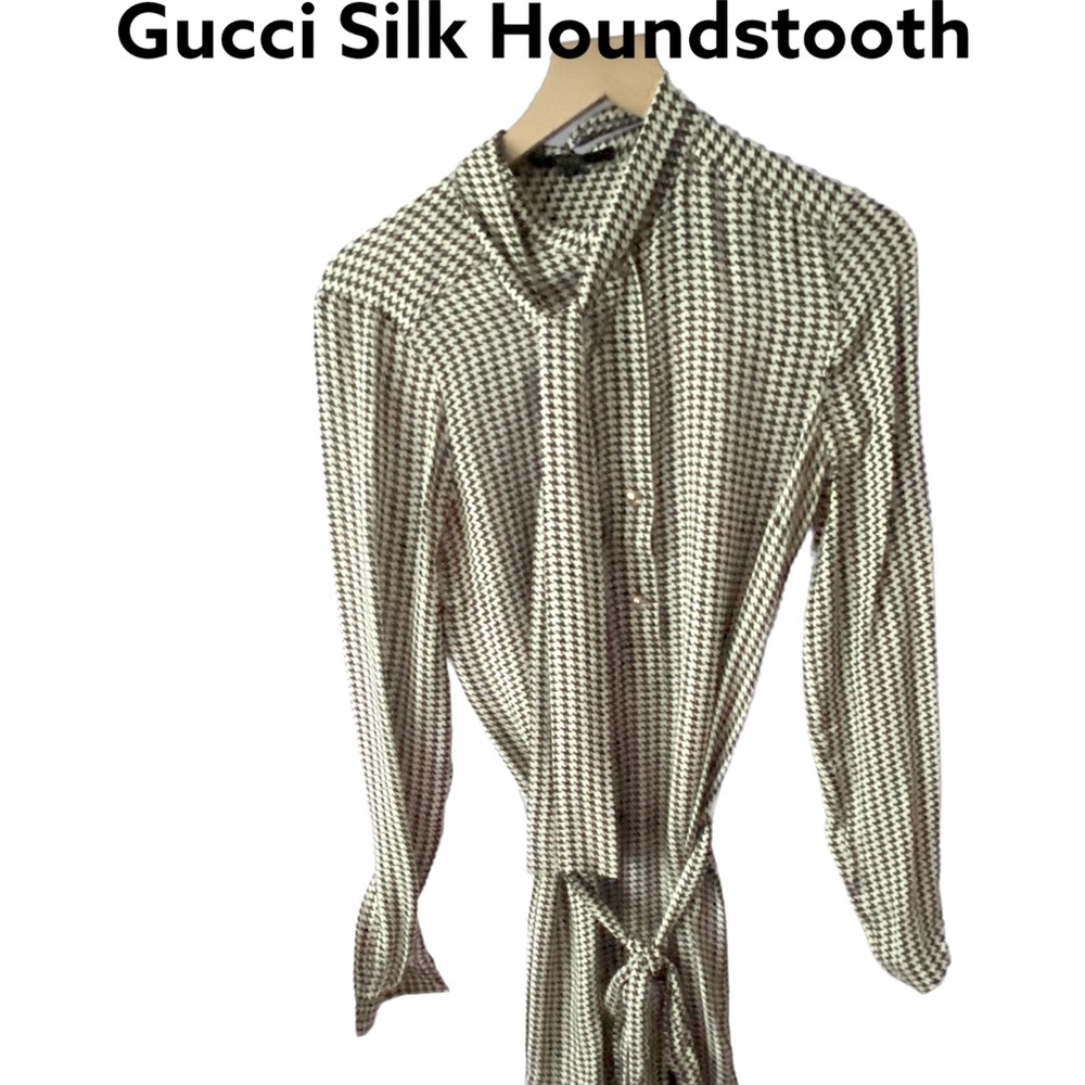 Gorgeous ❤️ Authentic Gucci Scarf Belted  Silk Houndstooth Dress